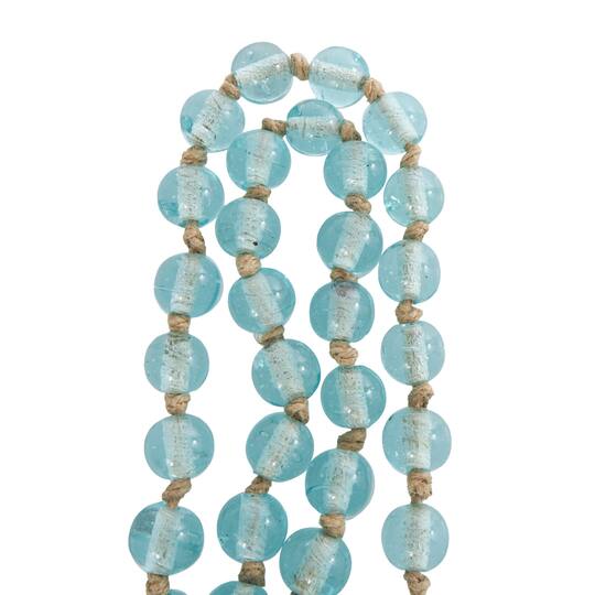 Ivory and Iris 87" Handmade Round Glass Beaded Garland with Jute Tassel
